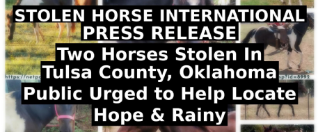 Press Release: Horses Stolen in Tulsa County, OK