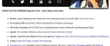 HITM for 10-15-2014 by Back On Track - Blue Bonnet Horse Expo, NetPosse.com on eBay, Trivia