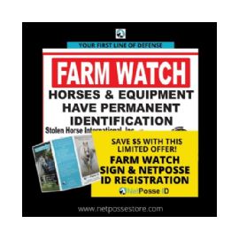 ON SALE! FARM WATCH Security Sign and NetPosse ID Registry Combo