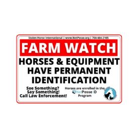NEW! FARM WATCH Security Sign for Horse Farms