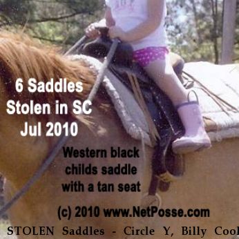 STOLEN Saddles - Circle Y, Billy Cook, Misc, Near Edgemoor, SC, 29712